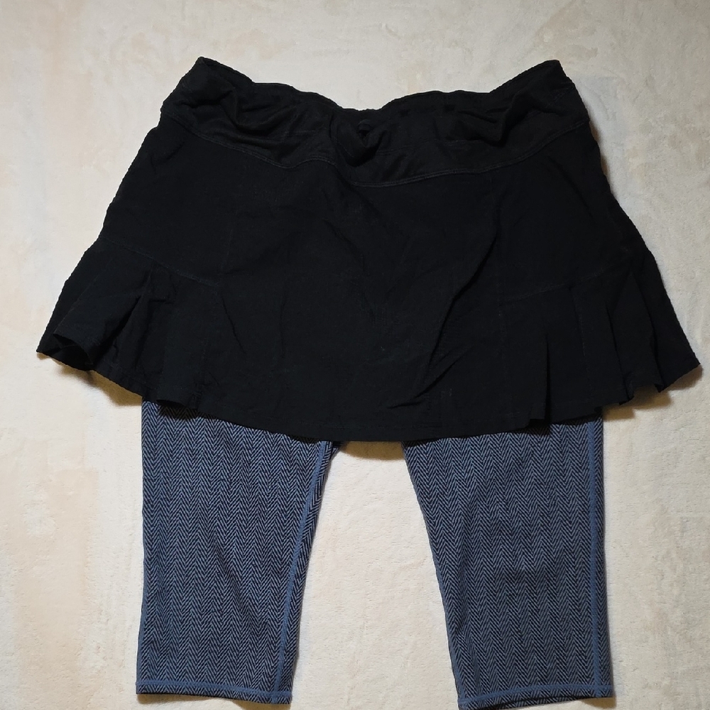 Athleta Black Skirt Set with Blue Leggings